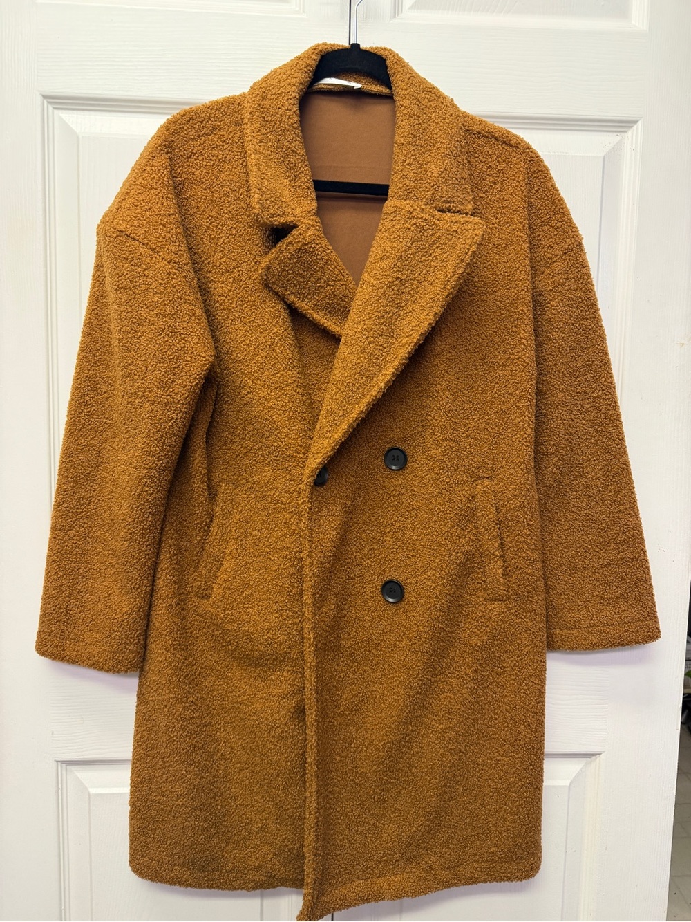 Women’s Double-Breasted Teddy Overcoat - Brown